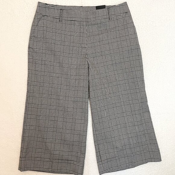 LANE BRYANT THE LENA WIDE LEG CAPRI PANT SIZE16 BLACK/WHITE PLAID NWT - Picture 1 of 11